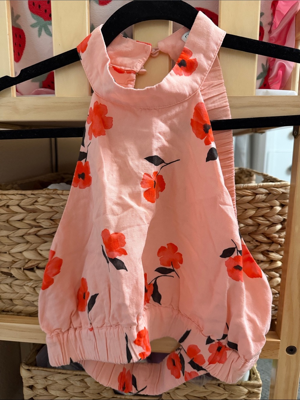 Zara Pink Floral Halter Crop Top with Red Flowers